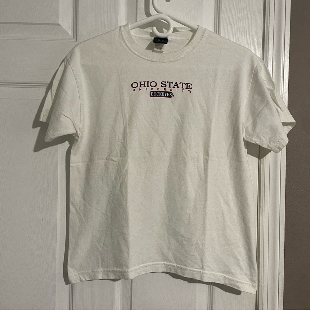 Large University Of Ohio Shirt White Red Made In The USA U-TRAU Denver Colorado